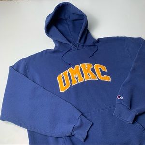 017 - VINTAGE 90s UMKC UNIVERSITY OF MISSOURI KANSAS CITY CHAMPION COLLEGE HOO…